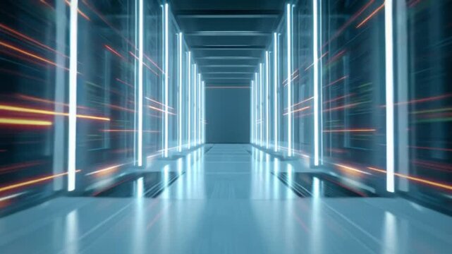 Futurische Serverstruktur mit Lichtimpulsen