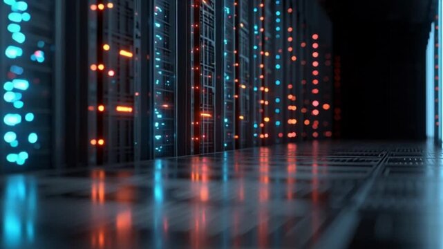 Futurische Serverstruktur mit Lichtimpulsen