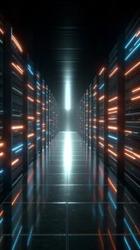 Futurische Serverstruktur mit Lichtimpulsen