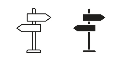 Signpost icon vector Illustration and outline Icons. vector silhouette. © Thadeu