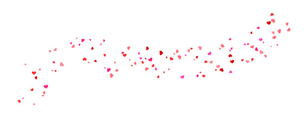 Valentin day petal heart trail on transparent background. Romantic love border, red pink soft falling hearts in wave shape for greeting card, wedding, invitation, banner, poster. Vector illustration. © Design Thinker