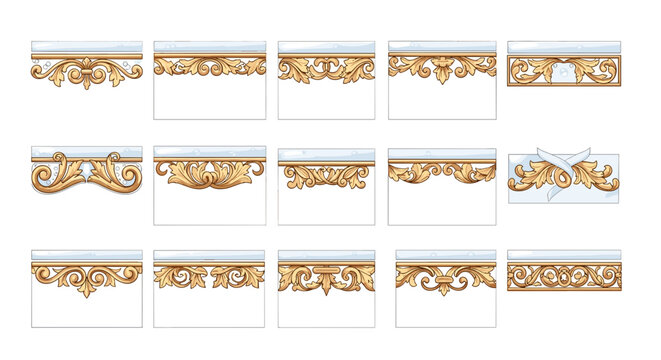 Collection of ornate gold decorative borders and embellishments