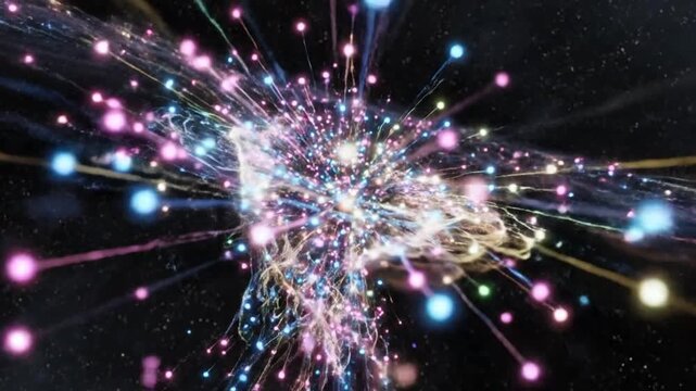 Abstract Cosmic Brain Network, Neural Connections, Thought Process, Exploding Ideas