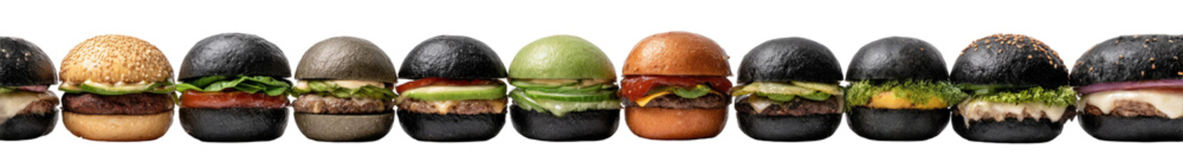 Variety of black bun burgers