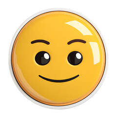 3 D confident emoji sticker with slight smile and relaxed expression isolated on a transparent background
