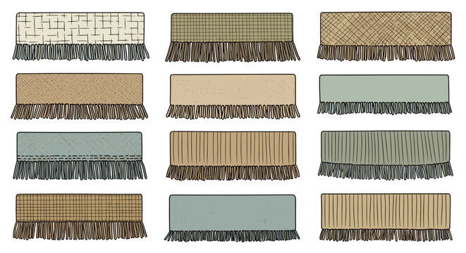 Collection of various textured and patterned fabric swatches for design