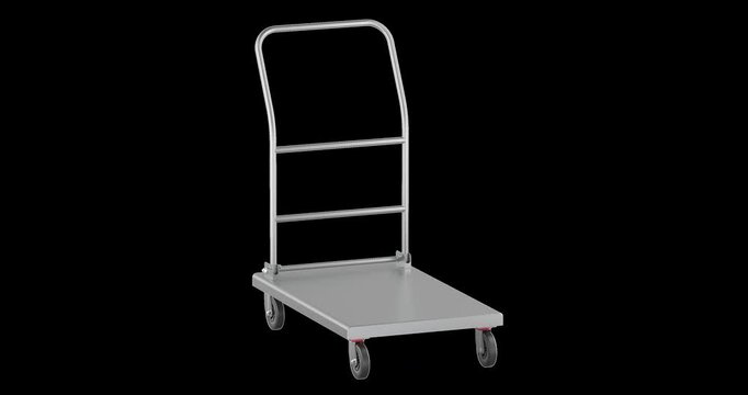 Platform cart trolley rotation animation seamlessly loopable. 3D rendering isolated on transparent background