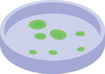 Green bacteria growing in a petri dish for scientific analysis in a microbiology laboratory