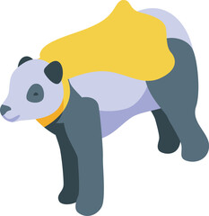 Cartoon panda wearing superhero cape standing protecting wildlife and endangered species, isometric vector illustration © ylivdesign