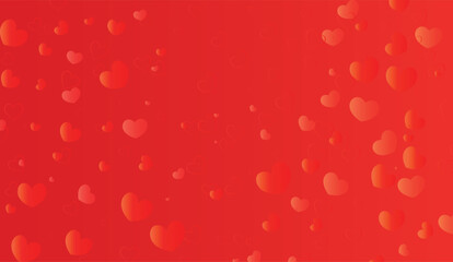 Romantic red heart gradient background with scattered heart shapes, Valentine's day background, holidays background