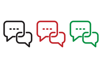Naklejka premium Chat Conversation Icon Vector Set, Double Speech Bubble Symbol, Message Reply UI UX Graphic, Communication Logo Collection, Flat Outline Design Isolated PNG SVG EPS