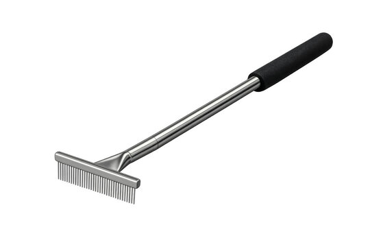 Extendable metal back scratcher with black handle on transparent background