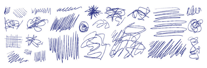 Scribble vector pen doodle hand drawn messy tangled lines, ink squiggles, grunge street art scrawls. Inky punk grunge textures for collage design. Sketchy shapes and scribbles. Isolated pen elements