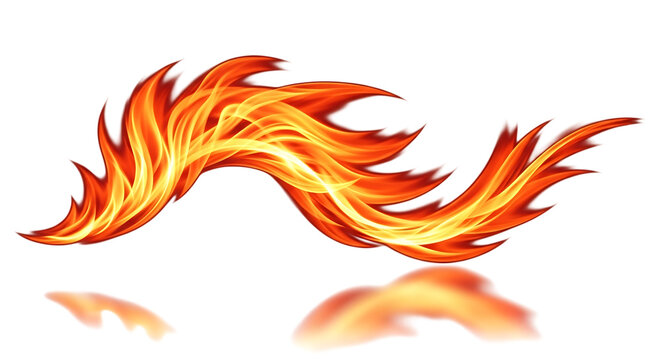 Abstract fiery shape resembling a dragon's tail or flowing mane with glowing embers