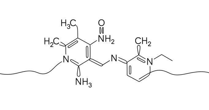 Chemical structure of vitamin b2 (riboflavin) molecule diagram. No editable stroke