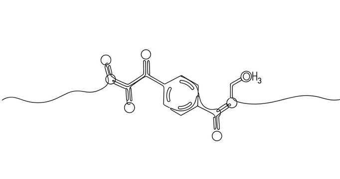 Chemical structure of acetylsalicylic acid (aspirin) molecule diagram. No editable stroke