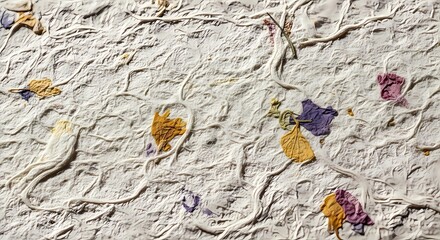 Macro Texture of Recycled Handmade Paper with Organic Fibers