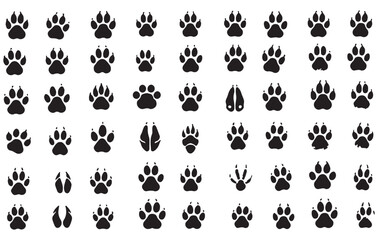 Minimal Paw Print Pattern Icons.