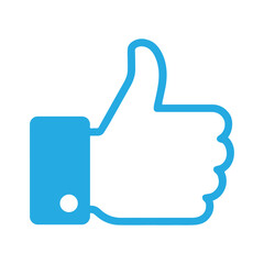 Obraz premium Thumbs Up Icon - Blue Hand Signal for Approval and Like