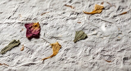 Macro Texture of Recycled Handmade Paper with Organic Fibers