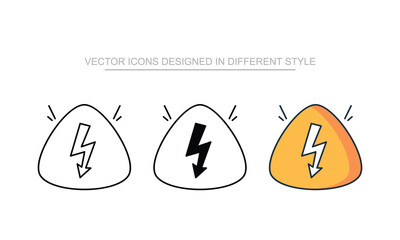 High Voltage icons set in different style with white background