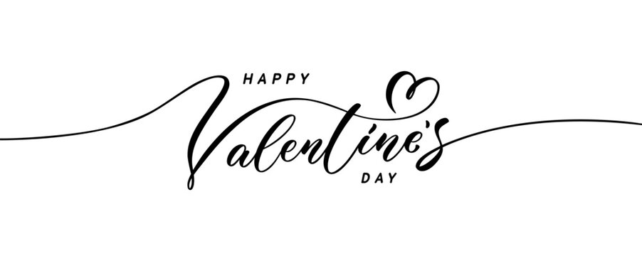 Happy Valentines Day Lettering in Elegant Calligraphy Vector