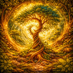 Feng Shui, wood element represented by a tree of light