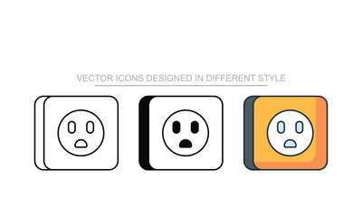 Socket icons set in different style with white background