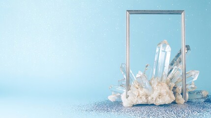 Pastel Crystal Stones with Blank Display Card Minimal Mockup