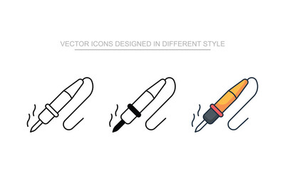 Soldering icons set in different style with white background