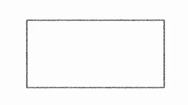 Minimal Hand Drawn Chalk Frame Border Scribble Animation. Hand Drawn Doodle Rectangle Frame with white Transparent Background 4k Alpha Channel