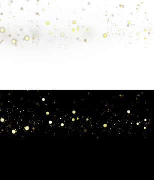 Golden Bokeh Particles Floating on Black Background