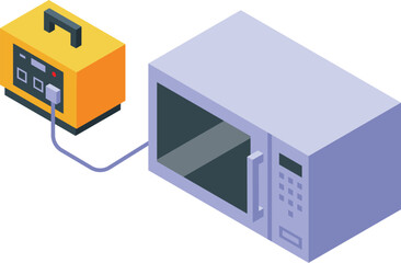 Portable power generator supplying electricity to microwave, ensuring functionality during power outages or remote locations