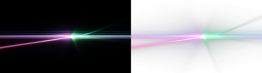 Green light beam moves across a black and white background adding color and detail to the scene © tanandaa