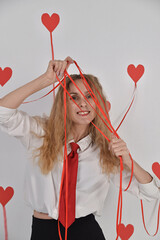 Valentine's Day, hearts, girl, valentine