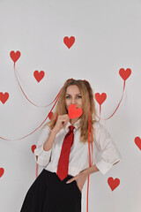 Valentine's Day, hearts, girl, valentine