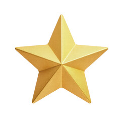 Obraz premium A shiny gold star on a plain white background, ideal for use in designs requiring a simple and elegant icon