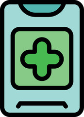Fototapeta premium Healthcare app displaying green cross symbol on smartphone screen, offering convenient medical services
