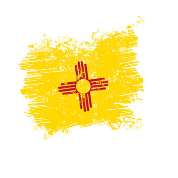 New Mexico flag with grunge effect - vector illustration