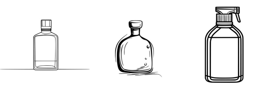 Elegant simplicity: a minimalist line art of a solitary paint thinner bottle, exuding an air of tranquility and order.