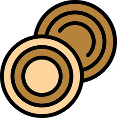 Obraz premium Log saw cut showing tree rings, simple icon of wood slice with concentric circles representing age and growth
