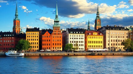 Fototapeta premium Colorful European city on a river