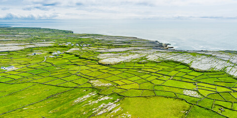 Aerial view of Inishmore or Inis Mor, the largest of the Aran Is © MNStudio