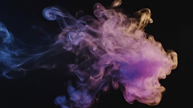 Colorful Ink Splashing in Water Against Black.