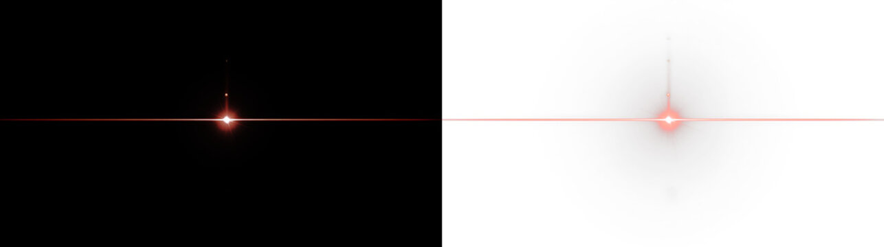Laser flare with transparent background showing a bright point at the center with light dispersing outward over time