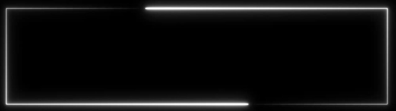 Glowing Neon Rectangle Frame with White Light on Black Background for Modern Technology and Futuristic
