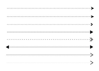 Fototapeta premium Arrows dotted line straight various collection