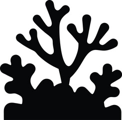 Obraz premium coral polyp building reef silhouette vector illustration on transparent background