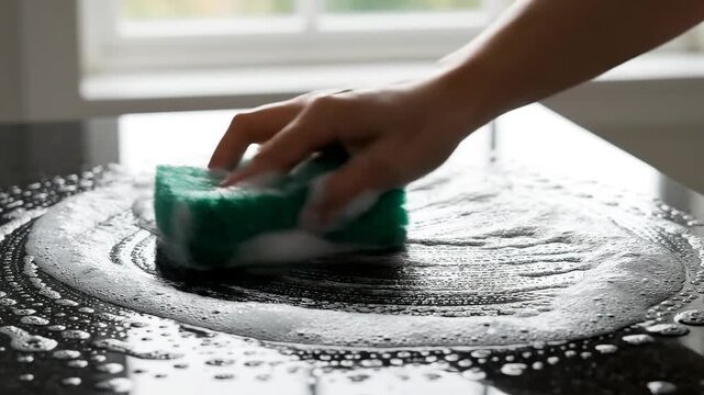 Hand cleaning surface with sponge