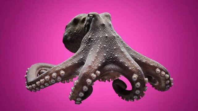 Mesmerizing deep-sea octopus gracefully poised, revealing its complex tentacles and suckers